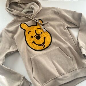 NWOT Disney Tan Hoodie with Yellow Pooh Design